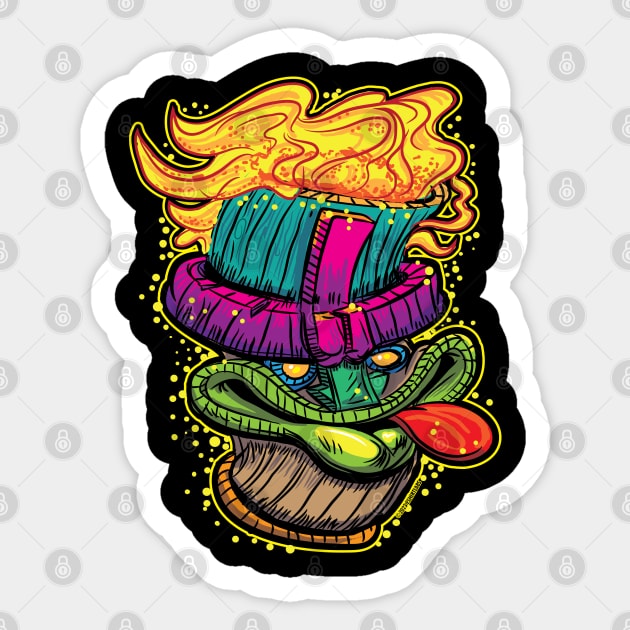 Flaming Tiki Head Sticker by eShirtLabs